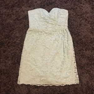Mint Green Lace Overlay Strapless Dress